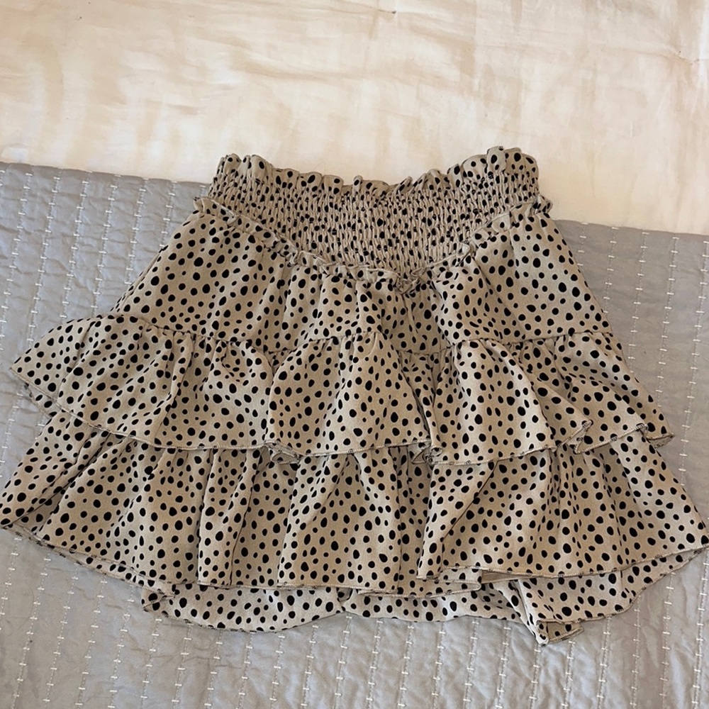 Francesca's Collections Brown and White Tiered Mini Skirt